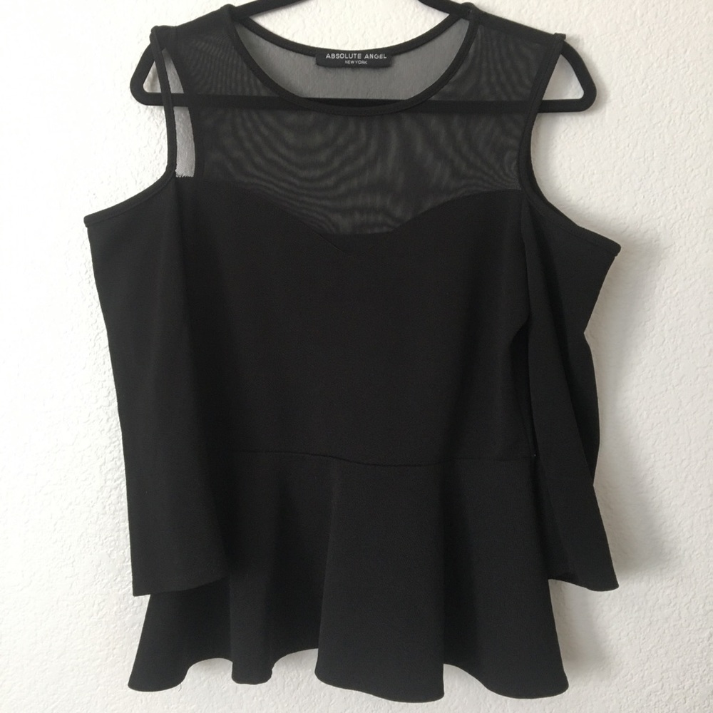 Absolute‎ Angel NY Cold Shoulder Black Peplum Top